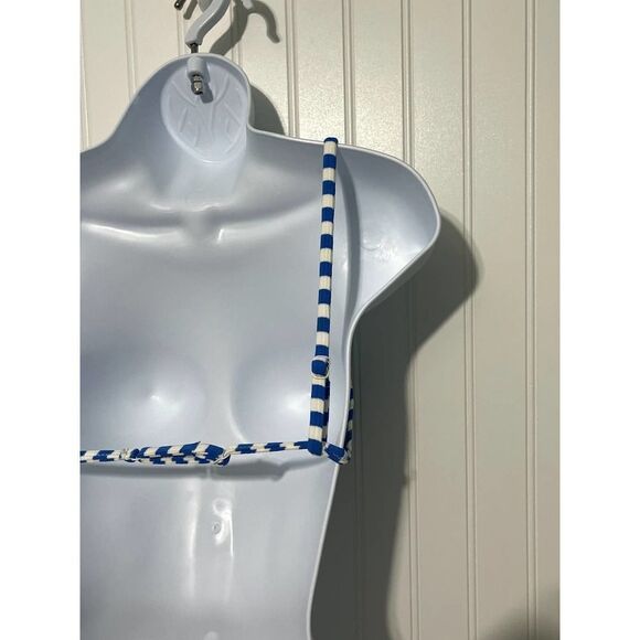 Solid & Striped Lulu Top Azure Stripe V-Neck Bikini Swim‎ Top Navy Blue White XS - Picture 9 of 12